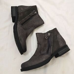 Earth Jordan Stone Women's Boots 8.5 Dark Gray Leather  Side Zip Ankle Shoes
